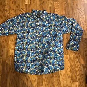 Ariat Blue and Green Casual Button Down Shirt